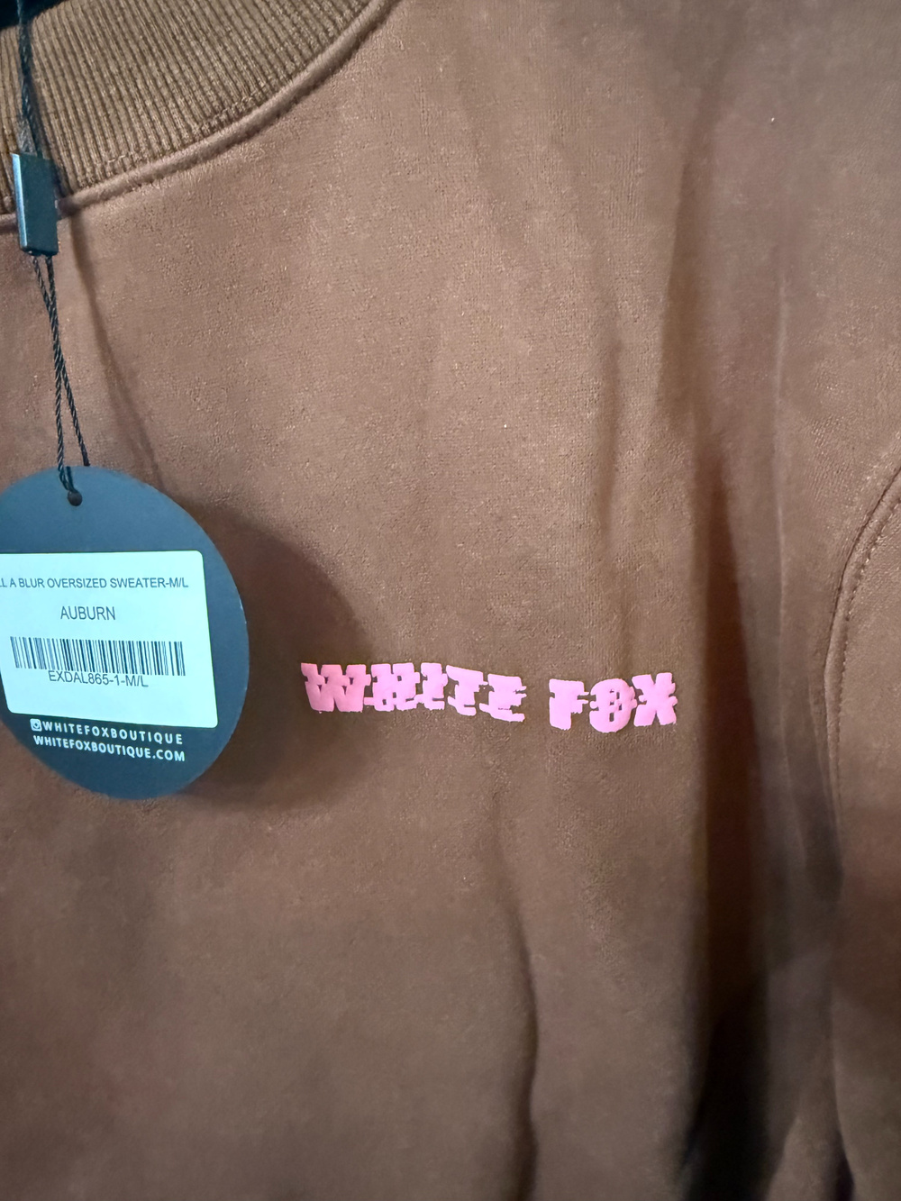 White Fox All A Blur Oversized Sweatshirt Auburn Size M/L - Picture 2 of 5